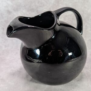 Vintage Hall China Black Glaze Tilted Ball Jug Pitcher Mid Century Modern 633